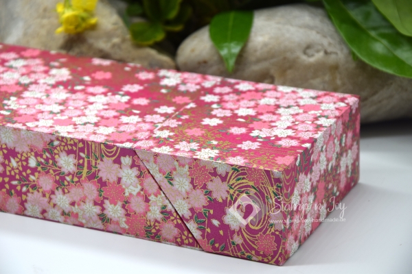 Schachtel mit Klappdeckel & Schublade ca. 21,3x10,0x4,5cm | Kirschblüten | pink rosa | Art. Nr. 97160311